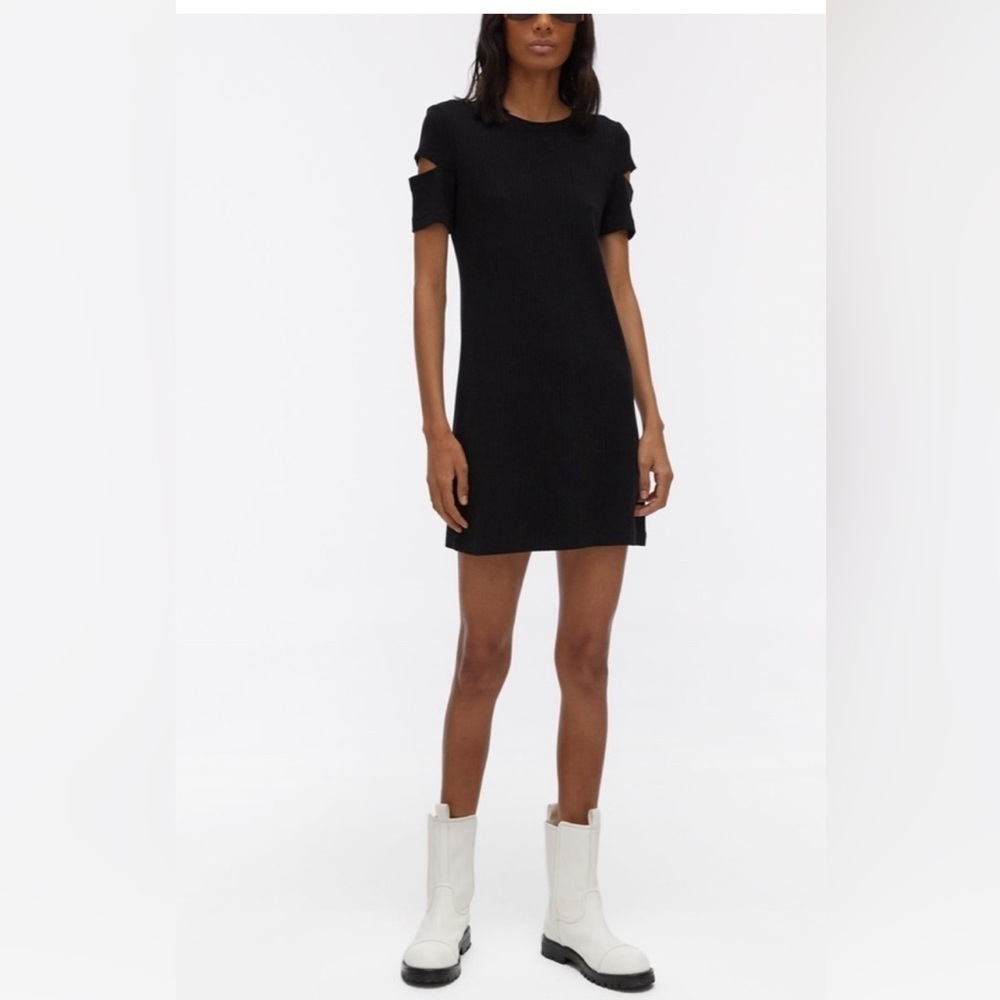 Helmet Lang Wide Rib Black Dress
